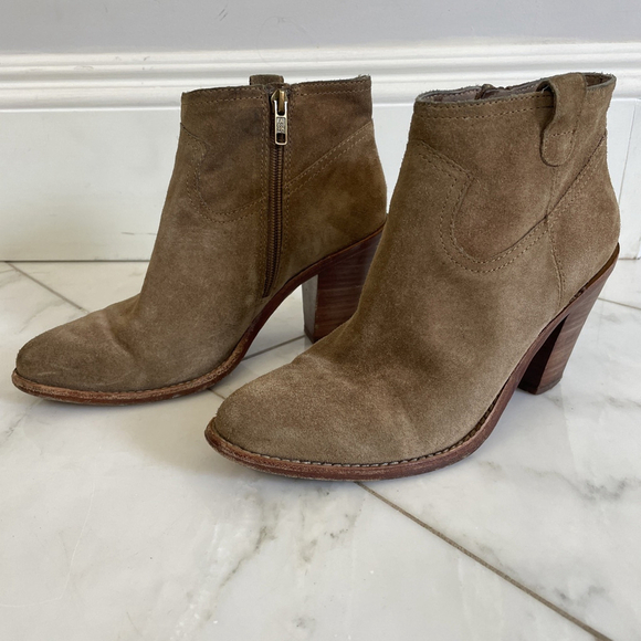 Ash Women’s Ivana Tan Suede Leather Stack Heel Zipper Ankle Boot Euro 38 US 7.5 - Picture 1 of 14